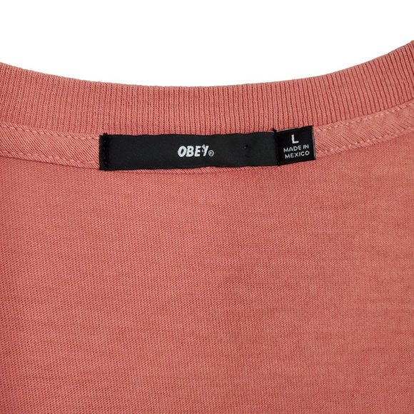 Obey Size L Shirt Tee T-Shirt Pullover Short Sleeve Graphic Logo Tag 100% Cotton - Picture 4 of 7